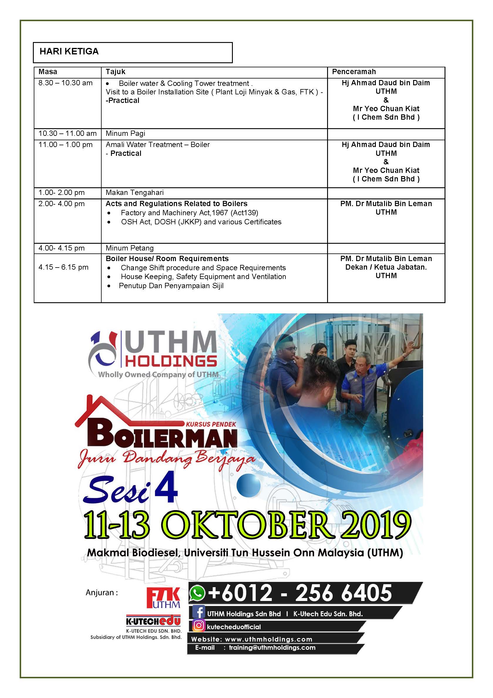 Brosur Kursus BoilermanUTHM 2019 Flyers 2019 Sesi 4 Page 4